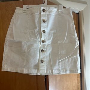 LOFT Button-Down White Skirt